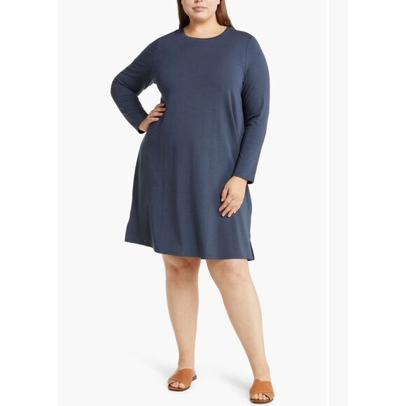 Eileen Fisher Dresses & Skirts - NEW Eileen Fisher Long Sleeve Jersey Shift Dress Crewneck Size‎ 3X